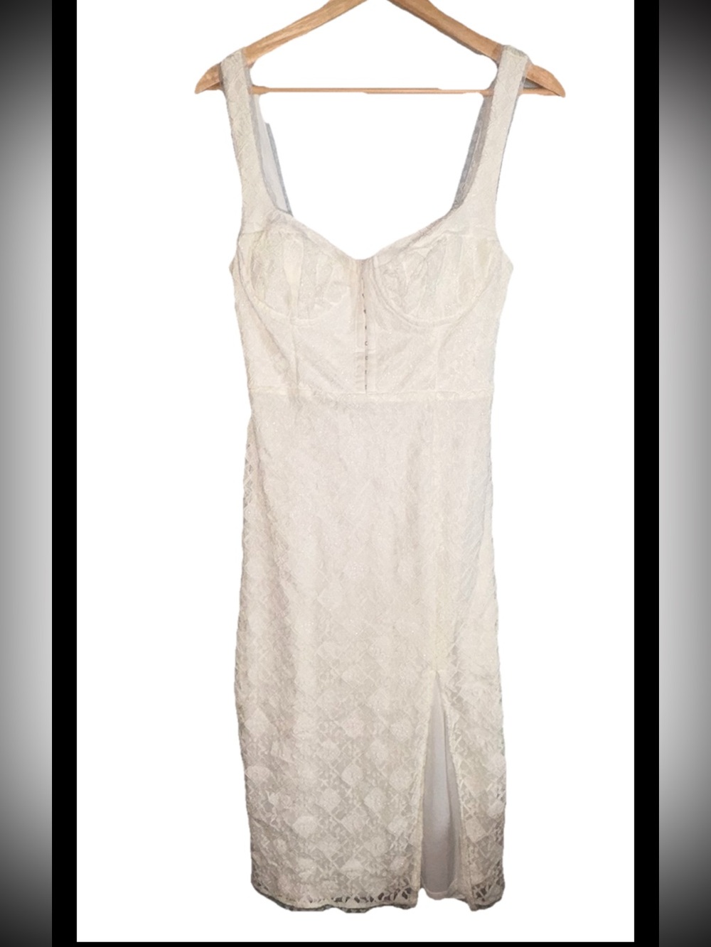 Astr The Label Midi Lace Dress Sz Small White Corset Coquette Event Romantic